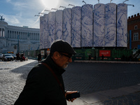 The giant silos of the ''Metro C'' (subway) construction site at Piazza Venezia in Rome, Italy, on December 17, 2024, transform into an open...