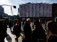 The giant silos of the ''Metro C'' (subway) construction site at Piazza Venezia in Rome, Italy, on December 17, 2024, transform into an open...