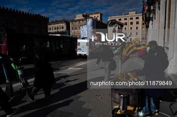 The giant silos of the ''Metro C'' (subway) construction site at Piazza Venezia in Rome, Italy, on December 17, 2024, transform into an open...