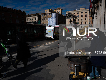 The giant silos of the ''Metro C'' (subway) construction site at Piazza Venezia in Rome, Italy, on December 17, 2024, transform into an open...