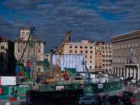 The giant silos of the ''Metro C'' (subway) construction site at Piazza Venezia in Rome, Italy, on December 17, 2024, transform into an open...