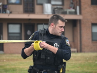 Baltimore County Police investigate a shots fired call in the area of Wycombe Way and Glenbarr Court in Parkville, Maryland, United States,...