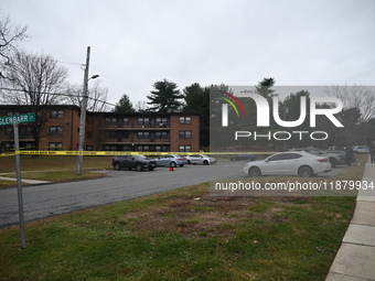 Baltimore County Police investigate a shots fired call in the area of Wycombe Way and Glenbarr Court in Parkville, Maryland, United States,...