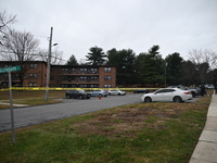 Baltimore County Police investigate a shots fired call in the area of Wycombe Way and Glenbarr Court in Parkville, Maryland, United States,...