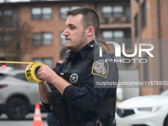 Baltimore County Police investigate a shots fired call in the area of Wycombe Way and Glenbarr Court in Parkville, Maryland, United States,...