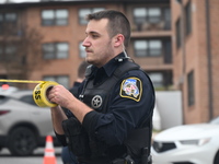 Baltimore County Police investigate a shots fired call in the area of Wycombe Way and Glenbarr Court in Parkville, Maryland, United States,...