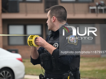 Baltimore County Police investigate a shots fired call in the area of Wycombe Way and Glenbarr Court in Parkville, Maryland, United States,...