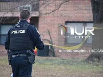 Baltimore County Police investigate a shots fired call in the area of Wycombe Way and Glenbarr Court in Parkville, Maryland, United States,...