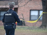 Baltimore County Police investigate a shots fired call in the area of Wycombe Way and Glenbarr Court in Parkville, Maryland, United States,...