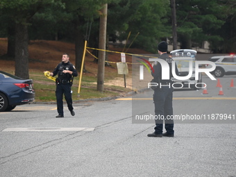 Baltimore County Police investigate a shots fired call in the area of Wycombe Way and Glenbarr Court in Parkville, Maryland, United States,...