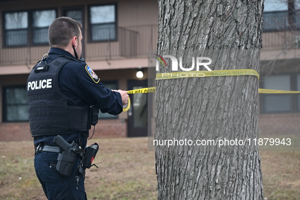 Baltimore County Police investigate a shots fired call in the area of Wycombe Way and Glenbarr Court in Parkville, Maryland, United States,...