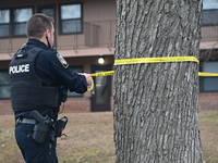 Baltimore County Police investigate a shots fired call in the area of Wycombe Way and Glenbarr Court in Parkville, Maryland, United States,...