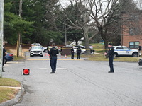 Baltimore County Police investigate a shots fired call in the area of Wycombe Way and Glenbarr Court in Parkville, Maryland, United States,...