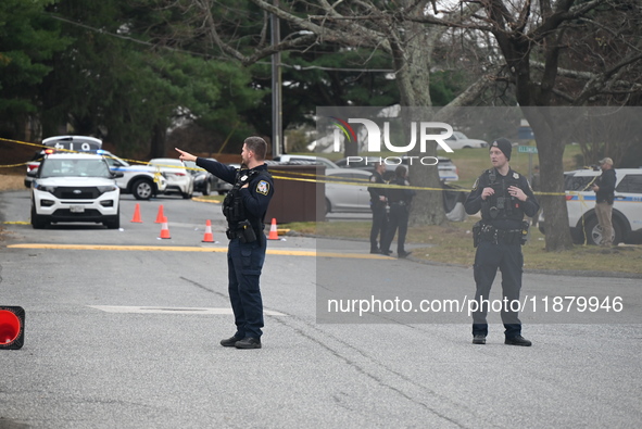 Baltimore County Police investigate a shots fired call in the area of Wycombe Way and Glenbarr Court in Parkville, Maryland, United States,...