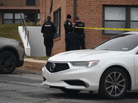 Baltimore County Police investigate a shots fired call in the area of Wycombe Way and Glenbarr Court in Parkville, Maryland, United States,...