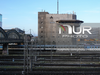 The Deutsche Bahn main interlocking building is at Munich Central Station, near Hackerbrücke, in Munich, Bavaria, Germany, on December 18, 2...