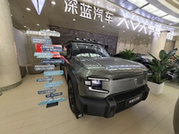 A DEEPAI new energy vehicle is displayed in the hall of NORINCO GROUP in Beijing, China, on December 17, 2024. (