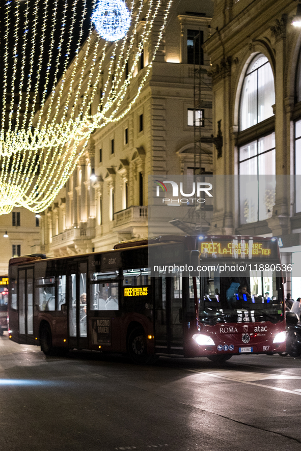 Italian shoppers browse Christmas gifts in central Rome, Italy, on December 18, 2024. Consumer activity in the run-up to Christmas is key to...