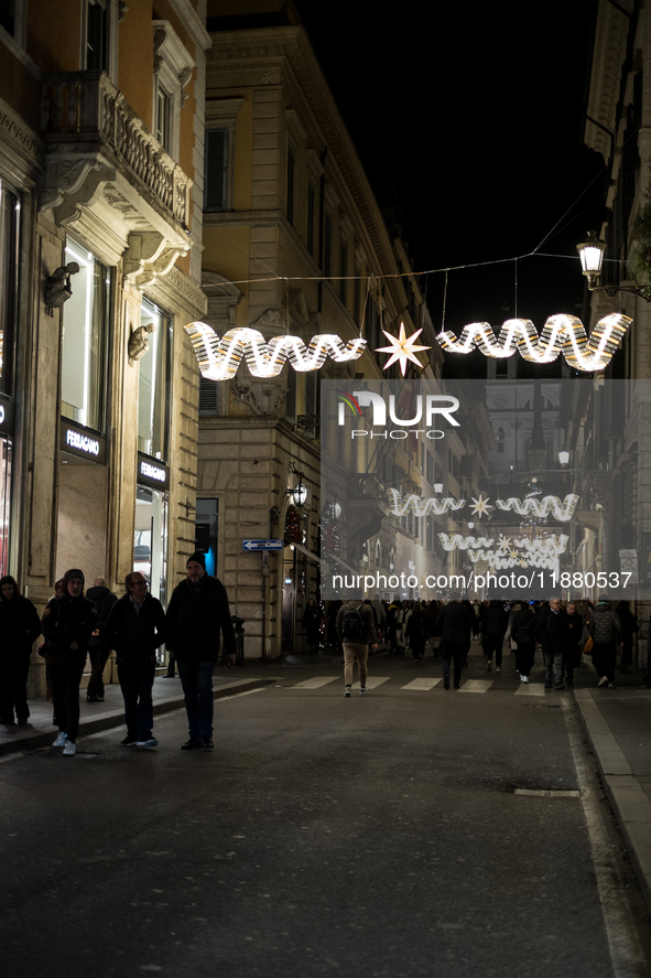 Italian shoppers browse Christmas gifts in central Rome, Italy, on December 18, 2024. Consumer activity in the run-up to Christmas is key to...