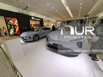 Nio new energy vehicles are displayed at Jinyuan Shopping Center, Beijing's largest shopping and leisure complex, in Beijing, China, on Dece...