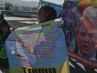 Mexican migrants who have been deported from the United States to Mexico, families seeking asylum, and activists demonstrate for migrants' r...