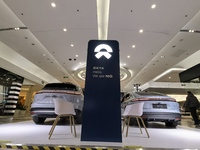 Nio new energy vehicles are displayed at Jinyuan Shopping Center, Beijing's largest shopping and leisure complex, in Beijing, China, on Dece...