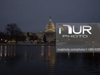 The Capitol Reflecting Pool, six acres in size, is located at the eastern end of the National Mall in Washington, DC, on December 18, 2024....