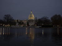 The Capitol Reflecting Pool, six acres in size, is located at the eastern end of the National Mall in Washington, DC, on December 18, 2024....