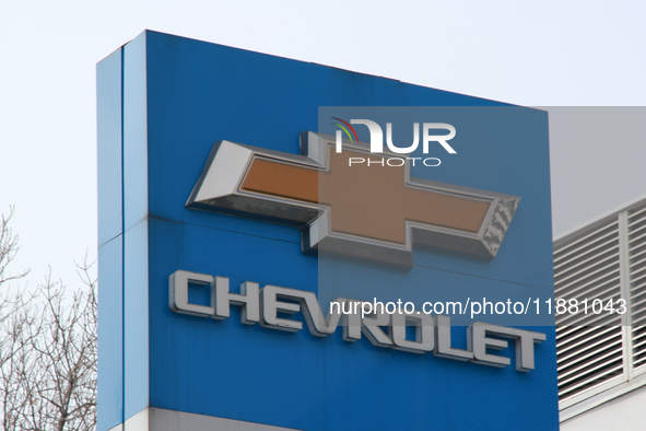 The logo of car and truck manufacturer Chevrolet is seen in Mexico City, Mexico, on December 18, 2024. 