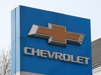 The logo of car and truck manufacturer Chevrolet is seen in Mexico City, Mexico, on December 18, 2024. (