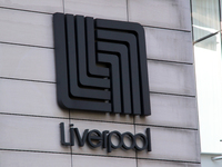 The logo of the Mexican department store company Liverpool is seen on a facade in Mexico City, Mexico, on December 18, 2024. (