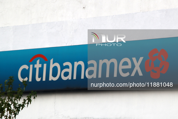 The logo of the Mexican financial company Grupo Financiero Citibanamex is seen on a facade in Mexico City, Mexico, on December 18, 2024. 