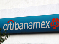 The logo of the Mexican financial company Grupo Financiero Citibanamex is seen on a facade in Mexico City, Mexico, on December 18, 2024. (