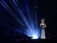 British singer Sarah Brightman performs on stage during the A Christmas Symphony Holiday Tour at Mexico City Arena in Mexico City, Mexico, o...