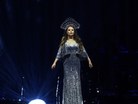 British singer Sarah Brightman performs on stage during the A Christmas Symphony Holiday Tour at Mexico City Arena in Mexico City, Mexico, o...