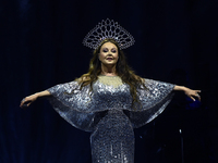 British singer Sarah Brightman performs on stage during the A Christmas Symphony Holiday Tour at Mexico City Arena in Mexico City, Mexico, o...