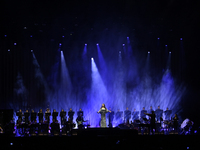 British singer Sarah Brightman performs on stage during the A Christmas Symphony Holiday Tour at Mexico City Arena in Mexico City, Mexico, o...