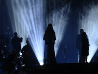 British singer Sarah Brightman performs on stage during the A Christmas Symphony Holiday Tour at Mexico City Arena in Mexico City, Mexico, o...