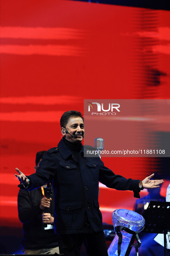 Indian singer Sukhwinder Singh performs during the concert 'EK Shaam Jaipur Ke Naam' organized by JMC Greater at Albert Hall Museum in Jaipu...