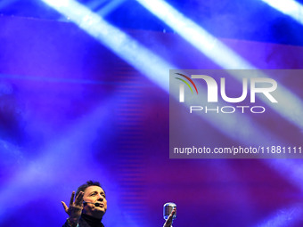 Indian singer Sukhwinder Singh performs during the concert 'EK Shaam Jaipur Ke Naam' organized by JMC Greater at Albert Hall Museum in Jaipu...