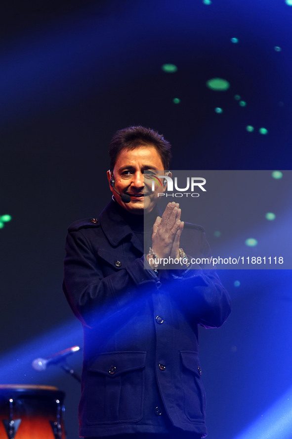 Indian singer Sukhwinder Singh performs during the concert 'EK Shaam Jaipur Ke Naam' organized by JMC Greater at Albert Hall Museum in Jaipu...