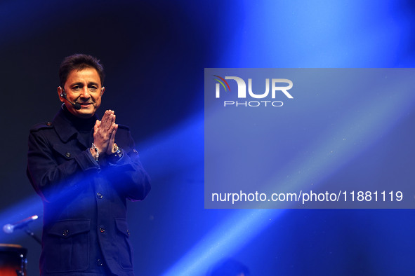 Indian singer Sukhwinder Singh performs during the concert 'EK Shaam Jaipur Ke Naam' organized by JMC Greater at Albert Hall Museum in Jaipu...