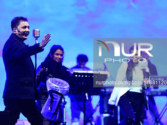 Indian singer Sukhwinder Singh performs during the concert 'EK Shaam Jaipur Ke Naam' organized by JMC Greater at Albert Hall Museum in Jaipu...