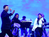 Indian singer Sukhwinder Singh performs during the concert 'EK Shaam Jaipur Ke Naam' organized by JMC Greater at Albert Hall Museum in Jaipu...