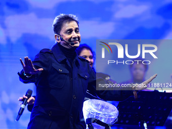 Indian singer Sukhwinder Singh performs during the concert 'EK Shaam Jaipur Ke Naam' organized by JMC Greater at Albert Hall Museum in Jaipu...