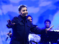 Indian singer Sukhwinder Singh performs during the concert 'EK Shaam Jaipur Ke Naam' organized by JMC Greater at Albert Hall Museum in Jaipu...