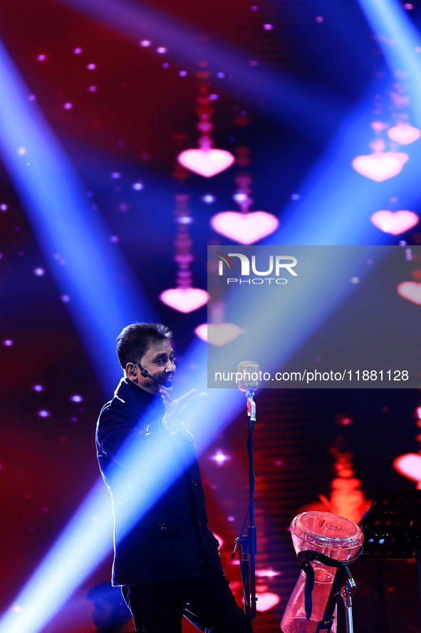 Indian singer Sukhwinder Singh performs during the concert 'EK Shaam Jaipur Ke Naam' organized by JMC Greater at Albert Hall Museum in Jaipu...