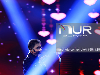 Indian singer Sukhwinder Singh performs during the concert 'EK Shaam Jaipur Ke Naam' organized by JMC Greater at Albert Hall Museum in Jaipu...