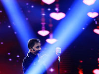 Indian singer Sukhwinder Singh performs during the concert 'EK Shaam Jaipur Ke Naam' organized by JMC Greater at Albert Hall Museum in Jaipu...