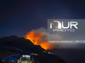 Lack of awareness continues to allow fires to devour forests across the slopes of the Mardi Mountains in Kaski, Nepal, on December 16, 2024....